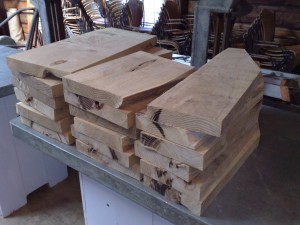 Wood sawed in pieces